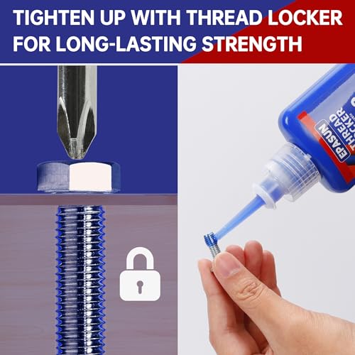 Image of EPASUN 50ml Threadlocker Blue M243, Thread Lock Medium Strength Lock Tight for Nuts, Bolts, Fasteners, and Metals to Prevent Loosening and Corrosion