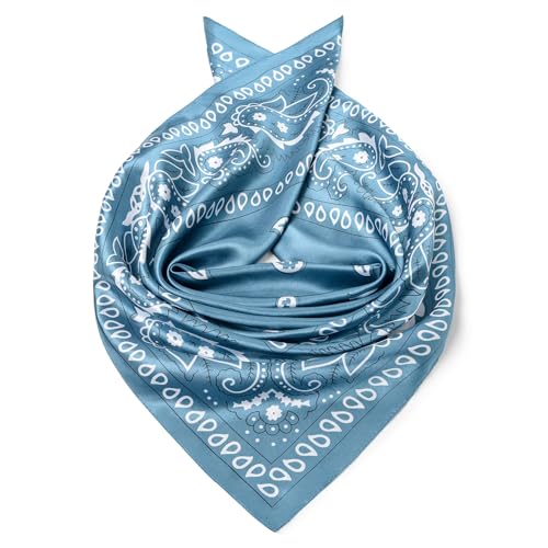 Image of 35 inch Men's Silk Cowboy Scarf - Oversized Western Bandana Neckwear, Large Square Scarf with Gift Packaging