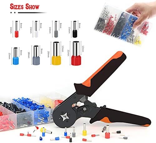 Crimping Pliers Set,Aongray Self-Adjustable Ratchet Ferrule Crimper Plier Tool [0.25-10mm² / AWG23-7] with 1200 Wire Terminal Crimp Connectors and Wire End Ferrules