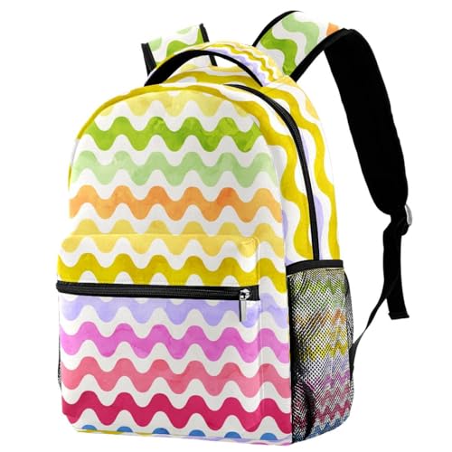 Sac à dos d'école pour adolescentes résistant et spacieux à rayures