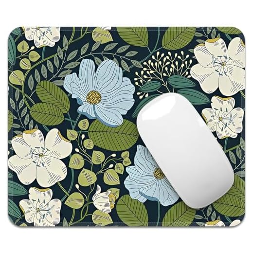 FROGIGO Mouse Pad with Stitched Edges - Cute Floral Mousepad for Women, 9.25 x 7.75 inch Washable Square Desk Pad, Non-Slip Rubber Base, Office Home Laptop Accessories - Olive Floral