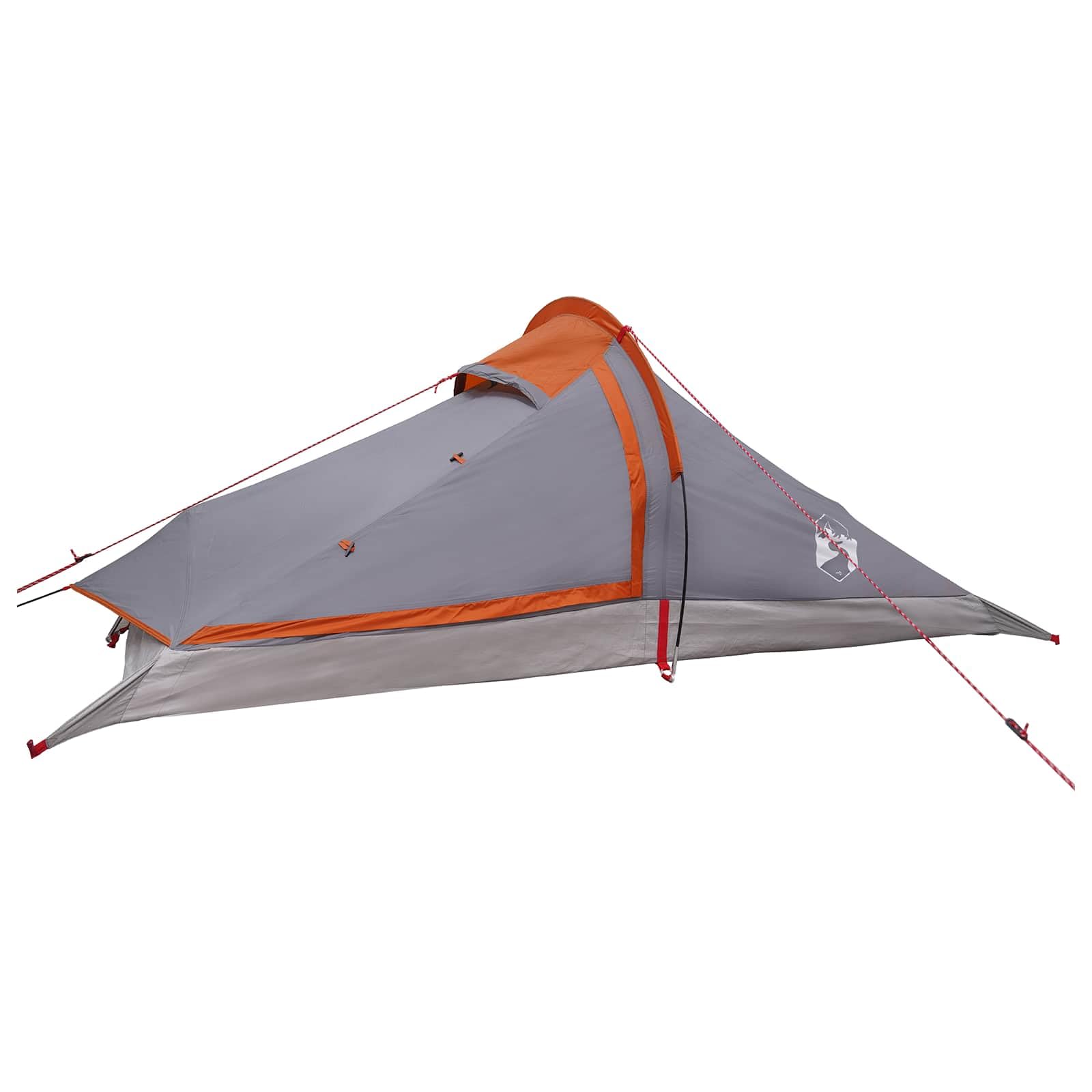 Namiot trekkingowy szary i pomarańczowy dla 2 osób, lekki, wodoszczelny namiot outdoorowy ze stabilnym stelażem, kompaktowy, wiatroszczelny, idealny na kemping, wędrówki, festiwal i podróż
