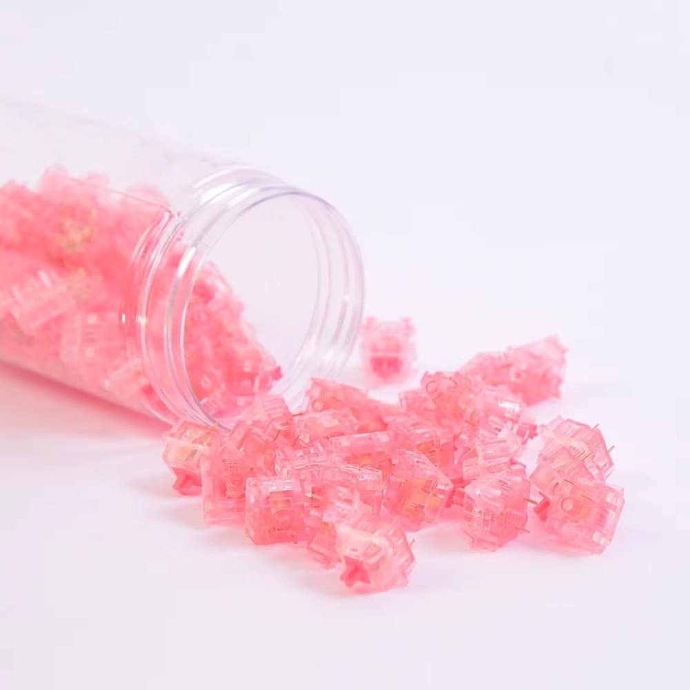 DucKey Interruttore KTT Rosa/Fragola, Switch Lineare Rosa Trasparente A 3 Pin 43g/45g per Tastiera da Gioco Meccanica Personalizzata (Axis Body : 70PCS, Color : Strawberry)