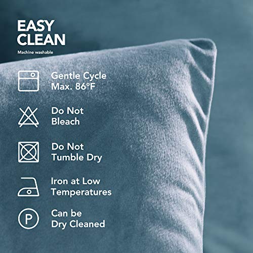 Deconovo Decorative Velvet Throw Pillow Covers For Couch - 16X16 In, 2 Pcs, Stone Blue #TOP7