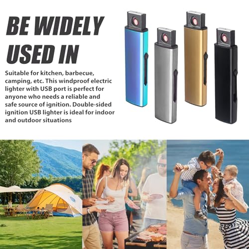LEKEFETO Pack of 3 Windproof Lighter, Electronic Lighter: Windproof Electric Lighter with USB Port, Double-Sided Ignition, Flameless Windproof Lighter, USB Lighters, Rechargeable, No Gas - Image 5