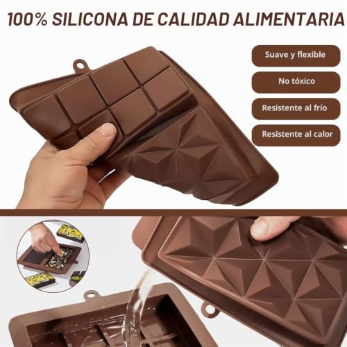 Miniatura 3 de 2 Piezas Molde Chocolate,Molde Tableta Chocolate Silicona,Alimenticio Antiadherente Break Apart Moldes De Chocolate, Molde Chocolate Dubai,Para Hornear Cocina Diseño De Navidad