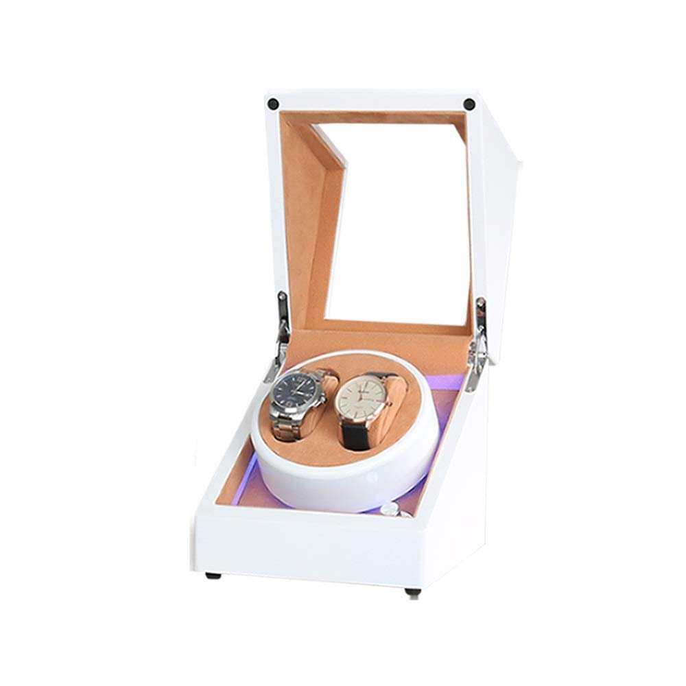 QUSYZD Watch Double Watch Winder Box, with LED Light, Wood Shell Piano Paint Exterior, Extremely Silent Motor, Fit Lady and Man Watches,A