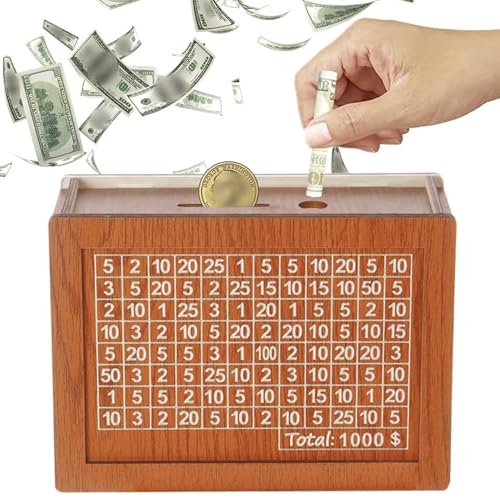 Boîte d'économie d'argent bois avec fente pour billets de banque méthode 1000$ - 8