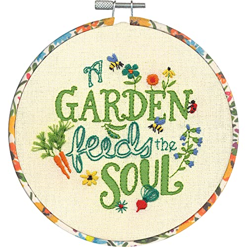 Dimensions Garden Verse Embroidery Starter Kit for Beginners, 6" Diameter, Multicolor 5 Piece