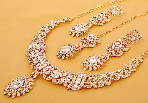 Touchstone Indian Bollywood Bollywood Silver Screen Desire Traditional Illustrious Filigree Sparkling Rhinestones Charming Look Designer Jewelry Hasli Necklace Set In Gold Tone For Women. #TOP2
