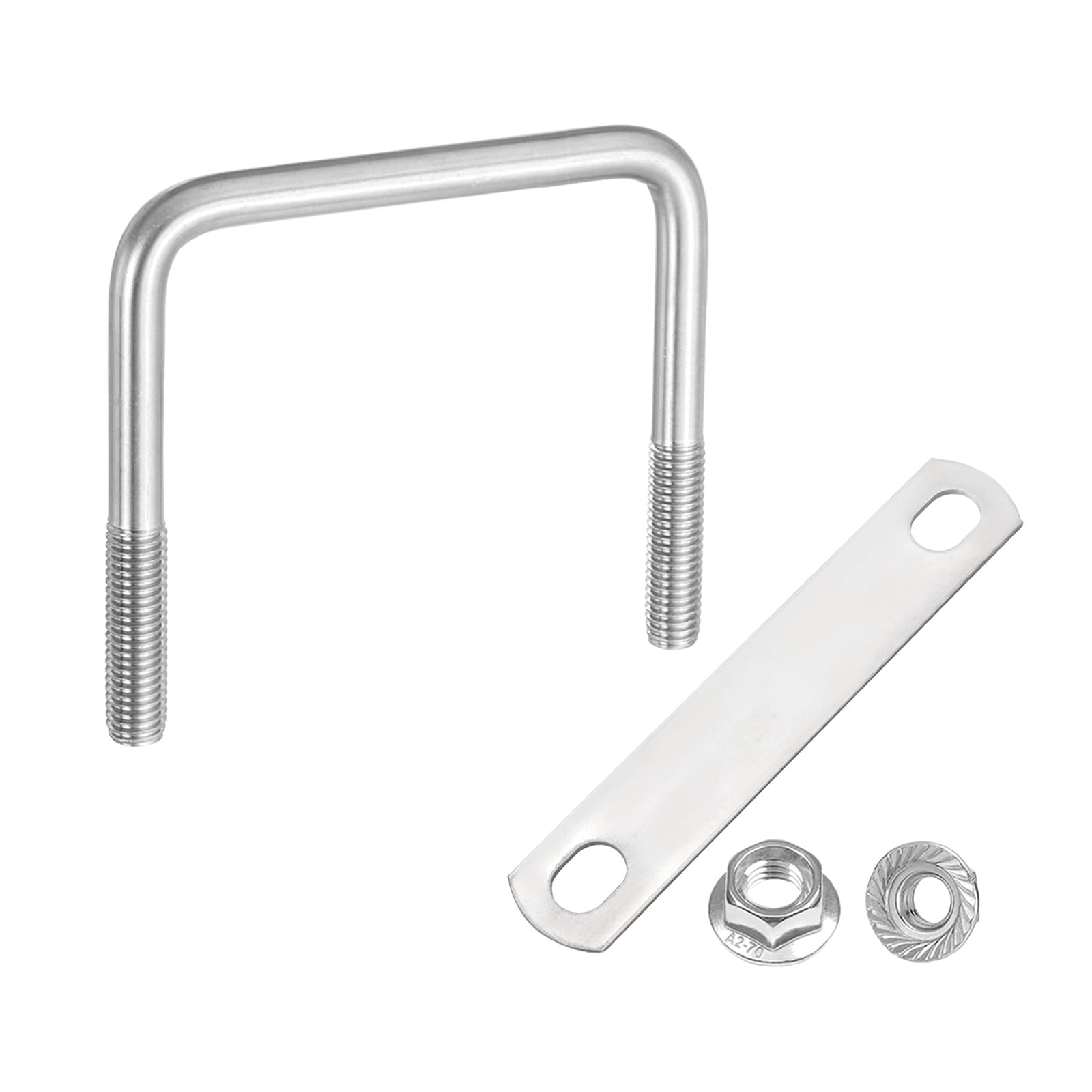 sourcing map M10 3-11/32 Inch Inner Wide Square U Bolts, 4 Inch Length 304 Stainless Steel U-Bolts with Flange Hexagon Nuts, Frame Plates for Trailer, Automotive, (85mm W x 100mm L)