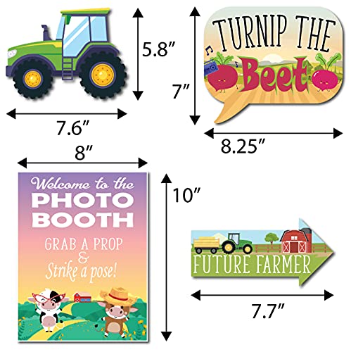 Farm Animal Photo Booth Props - 41-Pc Photo Booth Kit With 8 X 10-Inch Sign, 60 Adhesive Pads, 45 Sticks - Cowboy And Farm Party Decorations #TOP2