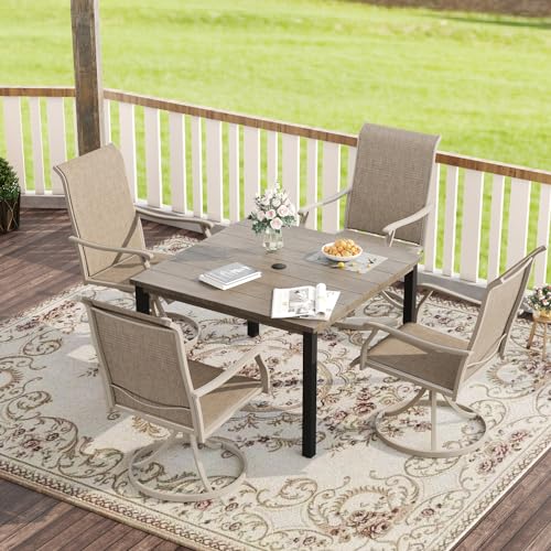 Vicllax 40.2 Inch Square Patio Dining Table For 4, Outdoor Table With Umbrella Hole thumb #1