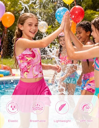 Image of ALISISTER Girls Tankini Swimsuit Two Piece Bathing Suits Summer Beach Swimwear with Shorts for 7-12 Years
