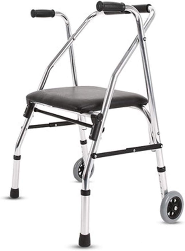 TNIU Andador, Andador Ligero Plegable de Dos Ruedas de Aluminio con Asiento Acolchado y asa ergonómica, Altura Ajustable Every Family