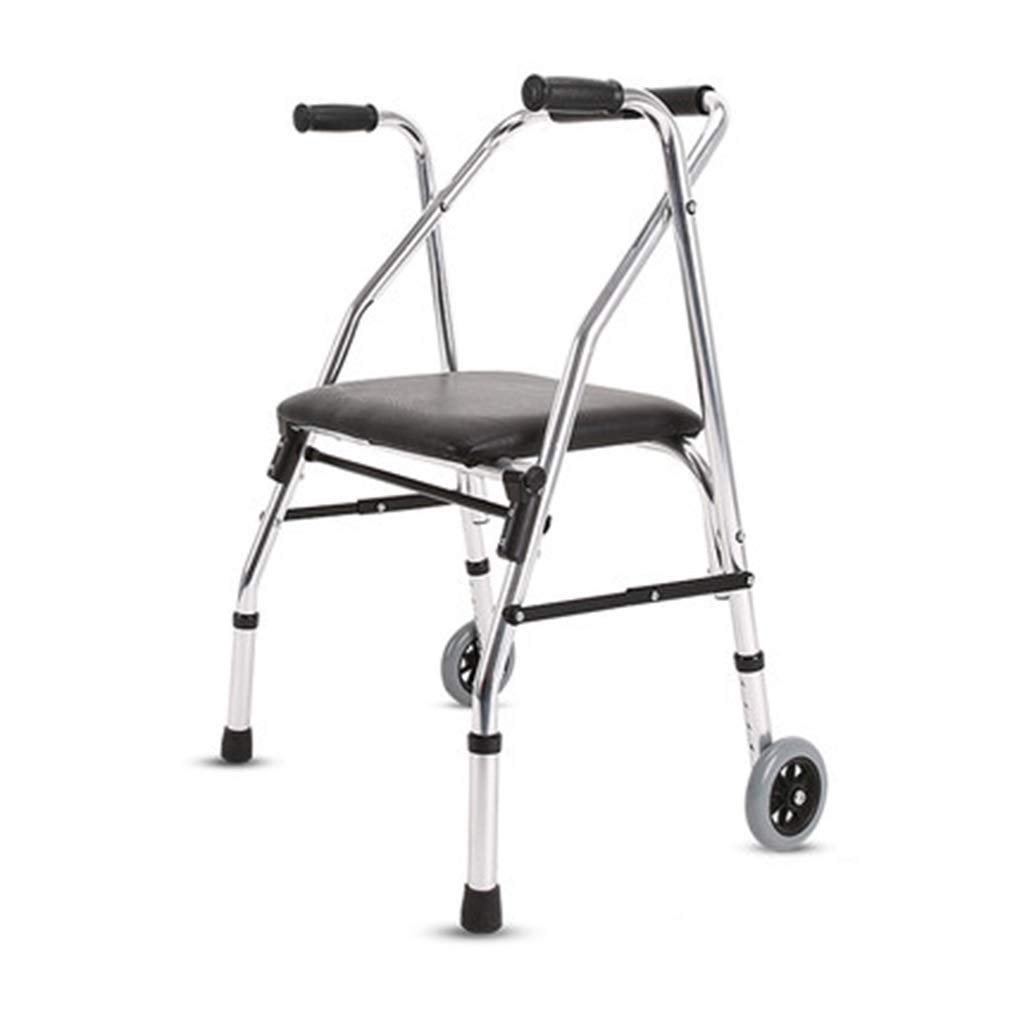 Andador para Ancianos, Andador de Aluminio con Ruedas de Dos Ruedas Plegable Ligero con Asiento Acolchado Mango ergonómico-Altura Ajustable Interesting
