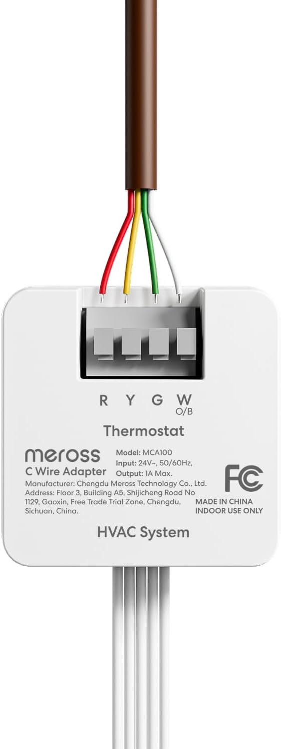 meross C Wire Adapter for Smart Thermostat, R Y G Wires Required, 16 in meross C Wire Adapter for Smart Thermostat, R Y G Wires Required, 16 in