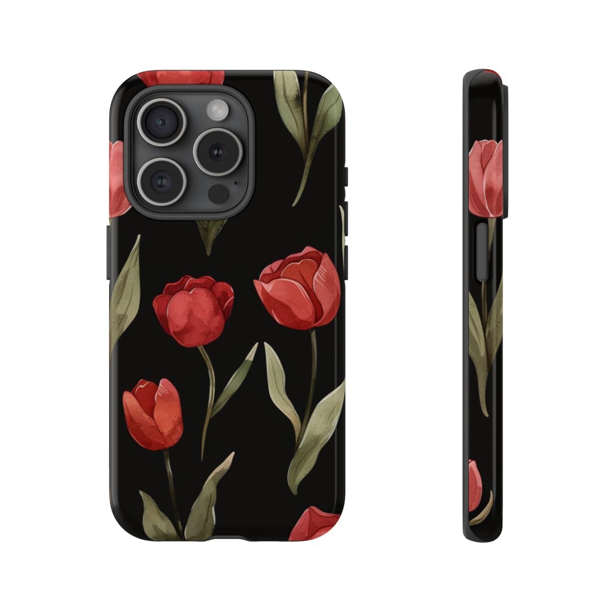 Coque iPhone 15 Pro tulipe rouge protégez votre écran des chutes - 4