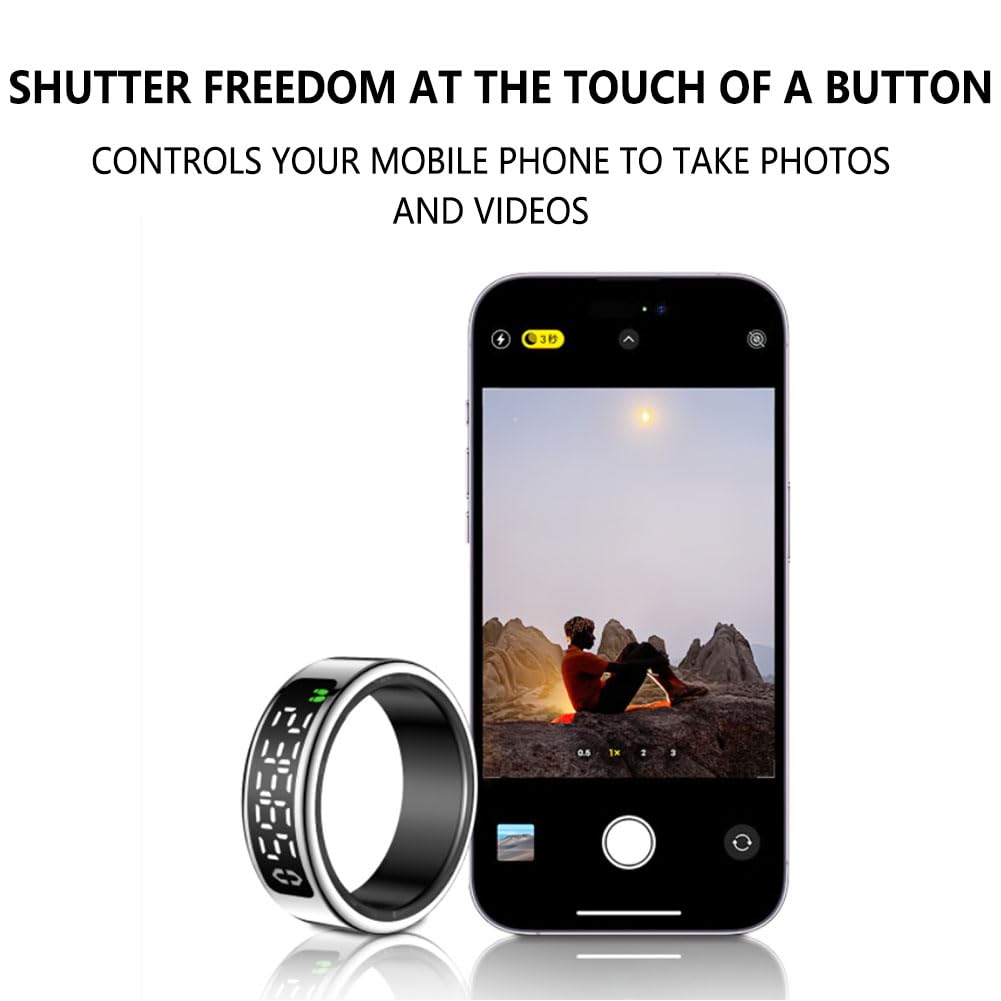 Anillo Inteligente para Hombre y Mujer, Smart Ring con Estuche de Carga Modo Multideportivo Podómetro Frecuencia Cardíaca Sueño IP68 Gold 10#