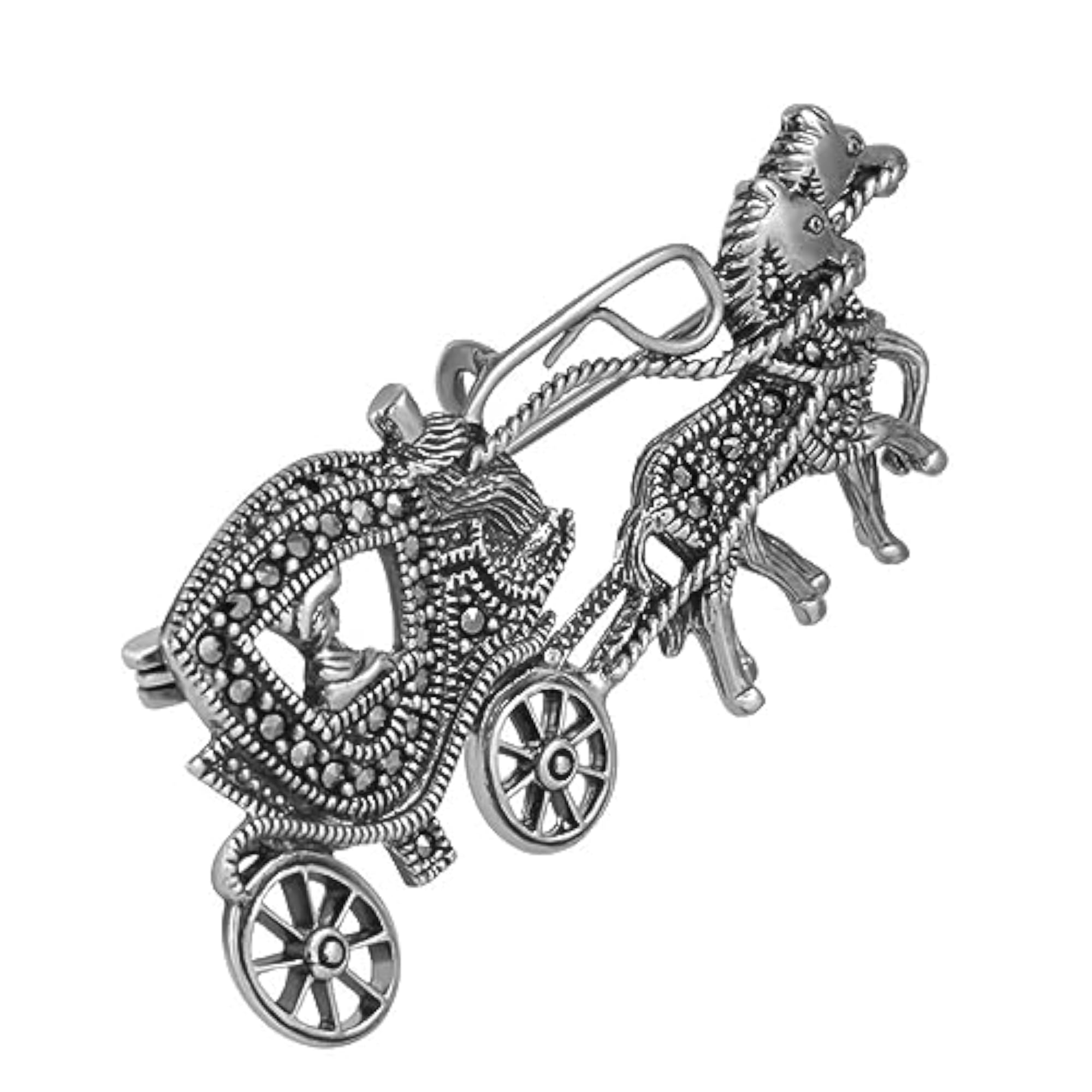 Oxidised Horse-Cart Brooch, Unisex Gift