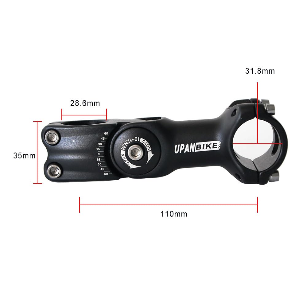 UPANBIKE Bike Adjustable Stem ±60° Degree Aluminum Alloy MTB Φ25.4mm Φ31.8mm * 28.6mm Stem Handlebar Stem for Mountain Bike Road Bike - Image 2