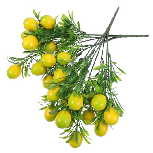 GOOHOCHY 2pcs Artificial Lemons Fake Lemon Tree Stems Fake Lemon Decor Faux Lemon Fruits Branches Simulated Lemon Branches Bouquet Branch Branches for DIY Plastic Lemon Branches Fake Lemons