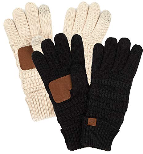 Lined Gloves Bundle - Black & Beige (2 PACK)