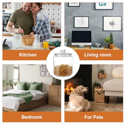 ASelected Glass Storage Jars 4L Cookie Jar With Lid Clear Glass Dry Food Storage Jar For Pasta Flour Cereal Candy Coffee Beans - Image 6