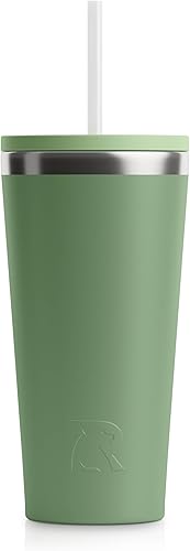 RTIC Vaso diario de 20 onzas con aislamiento, de acero inoxidable, portátil, taza de café de viaje con pajilla, tapa resistente a derrames, sin BPA,