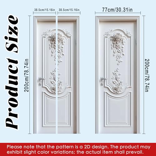 Image of Nuxovilar White Floral Door Stickers Peel Stick PVC 30.3x78.7 in