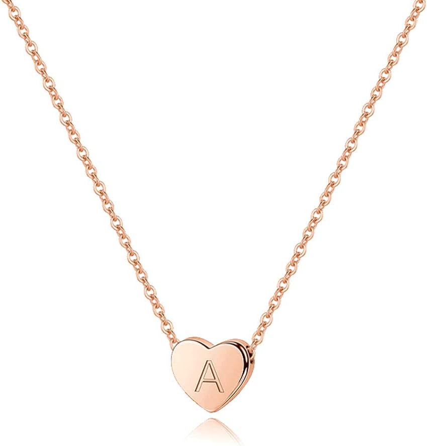 M MOOHAM Mothers Day Gifts - Sterling Silver Heart Initial Necklace for Girls Women, 925 Sterling Silver Tiny Letter Necklace Birthday Gift for Kids Teen Girl Jewelry Mothers Day Graduation Gifts