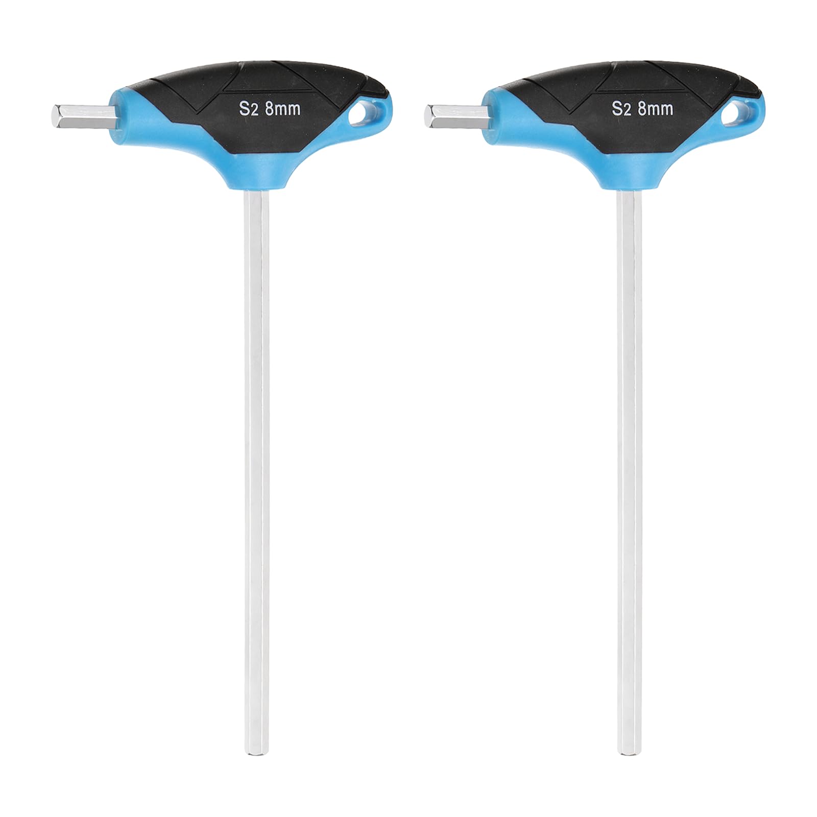 sourcing map 2pcs T-Handle Hex Key Wrench 8mm 245mm Long Metric S2 Steel T-Key Inner Hexagon Wrenches Spanner Repair Tool for Automotive Household Maintenance, Blue Black