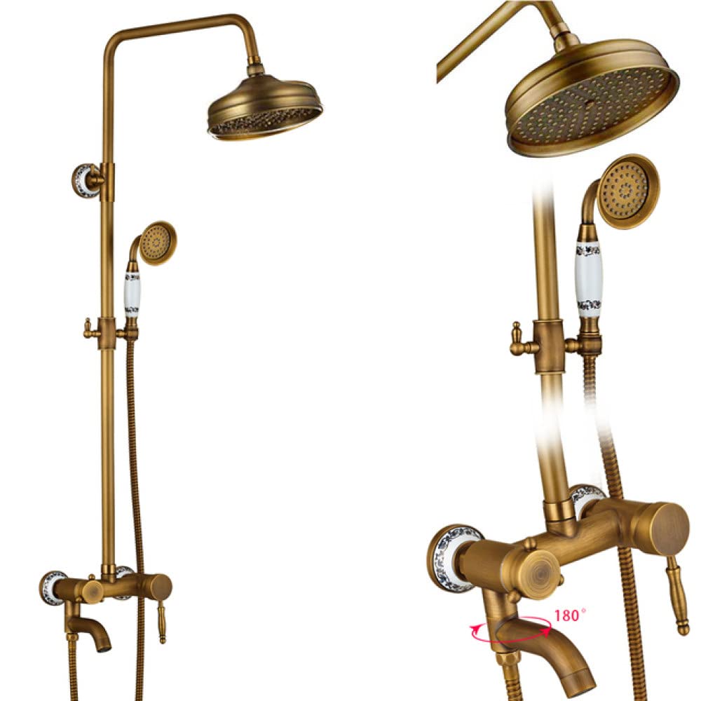 Robinet de douche en laiton antique et céramique au style rétro raffiné