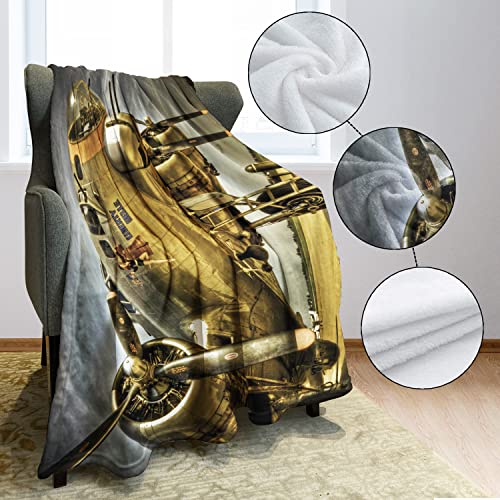 Hommomh 60" X 80" Blanket Throw Comfort Warmth Soft Plush Throw For Couch Military Airplane Girl Retro Vintage #TOP4