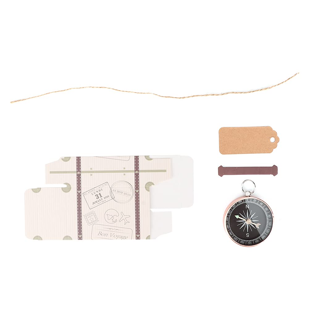 Wakects Set di Scatole Regalo per Bomboniere da 20 Pezzi Scatole di Caramelle di Carta con Bussola Ed Etichette Kraft 8 X 3 X 5 Cm per Viaggi a Tema Matrimonio Baby Shower Decorazioni per Feste di