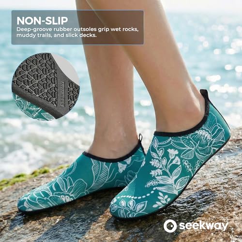 Image of SEEKWAY Water Shoes Women Men Adult Quick-Dry Aqua Socks Barefoot Non Slip for Beach Swim River Pool Lake surf Black SK002(U)