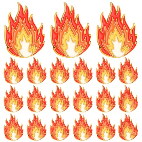 Zeyune Fire Flame Enamel Lapel Pins Bulk Fire Hard Enamel Pins Brooch Red Gold Accessories Flame Charms Bulk for Hats Clothes Backpack Bags for Adults Men Women Gift