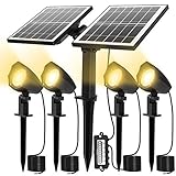solarstrahler außen ☀ 【Duales hocheffizientes Solarpanel】: Zwei große Solarpanels (150 * 125 mm) in Kombination mit 4 Lampen (jede Leuchte 150LM, insgesamt ca. 600LM), die 25% Sonnenlicht bei der Energieumwandlung abdecken. 180 ° verstellbares Solarpanel zur besseren Absorption des Sonnenlichts. Verbesserte hochwertige Lithium-4500-mAh-Batterie ， 8-12 Stunden Ladezeit und 8-12 Stunden Entladezeit.
