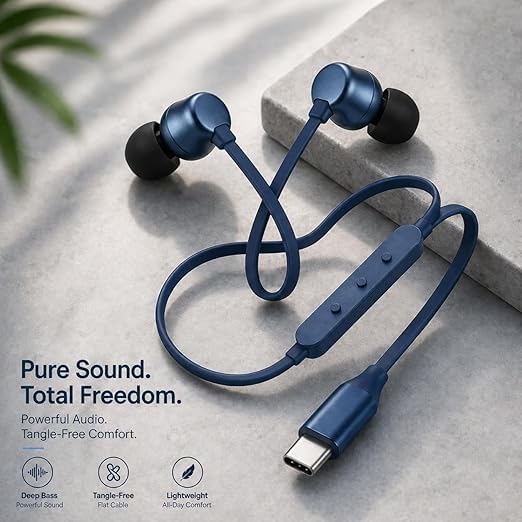 Image of Original Type C Earphones for JBL Tune 310 C Powerful Bass Wired Earbuds HD Audio Clear Calling Microphone Black Compatible with All Type C Device (Blue)