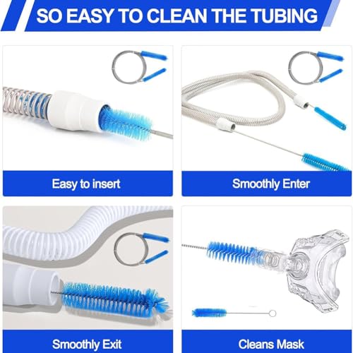 Image of CPAP Tube Cleaning Kit - 6.5Ft Flexible Stainless Steel Brush + 15 /19mm Spiral Head Compatible with CPAP Tubing 2-in-1 Cleaning Tool Set