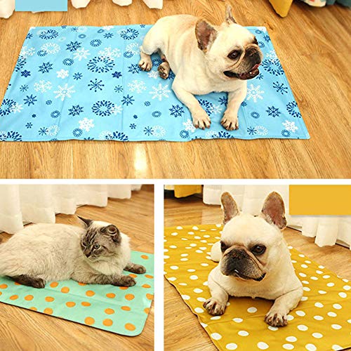 PJDDP Dog Kühlmatte, Kühle Große Fressnapf-Matte Für Bett, Haustier Selbst Kühlgel Pad Hund Katze EIS-Matte Für Sommer Schlafbetten Kennels Kisten, Ungiftig Kratzfeste Matratze Kissen,A,S