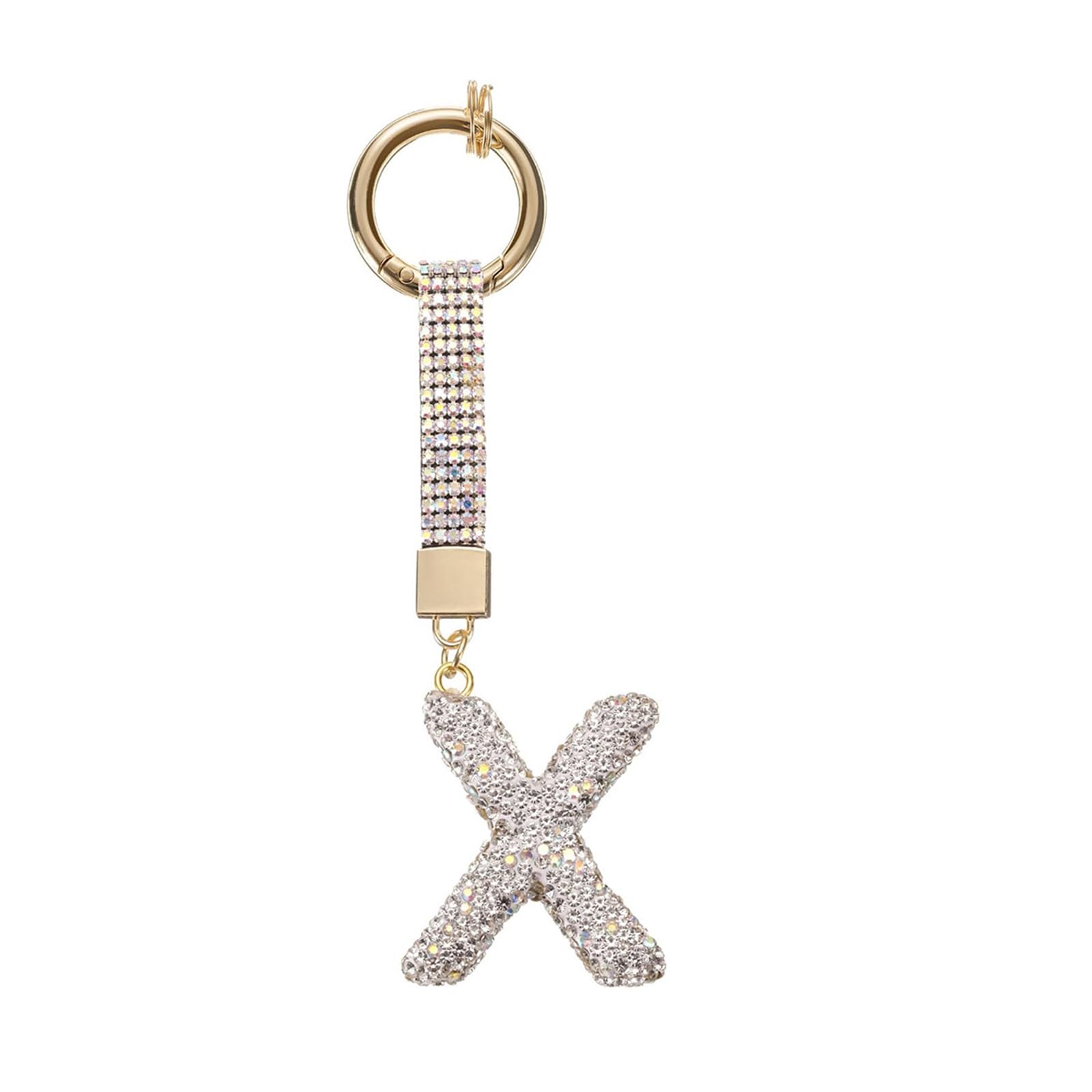APGLSXY Glittering Initial Charm Keyring Premium Alloy Pendant Individualized Bag Decoration Keyrings Pendant for Adults Rhinestones Letter Keychain