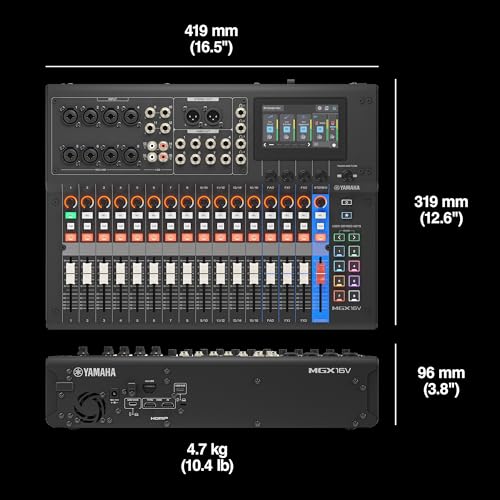 Image of Yamaha MGX16V 22ch Digital Mixing Console, Dual USB-C Audio /Video Interface, Includes Cubase Al, WaveLab Cast LE, Basic FX Suite and Steinberg Plus Software Bundle, Black MGX16V B