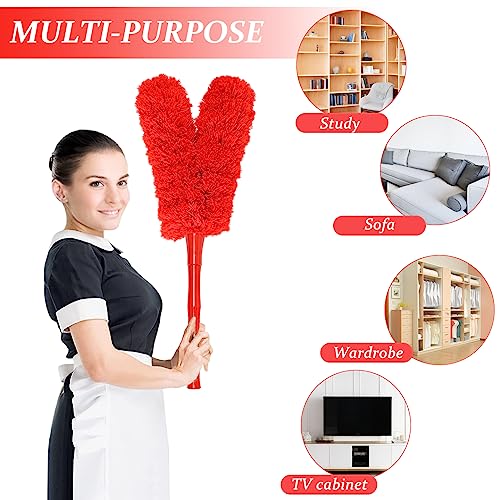 Image of 16 inch Microfiber Feather Duster, Big Microfiber Duster Make Home Cleaning More Efficient and Easy, Cleaning Tool for Office, Fan, Car, Computer,Furniture, Sofa, Railing (Red)