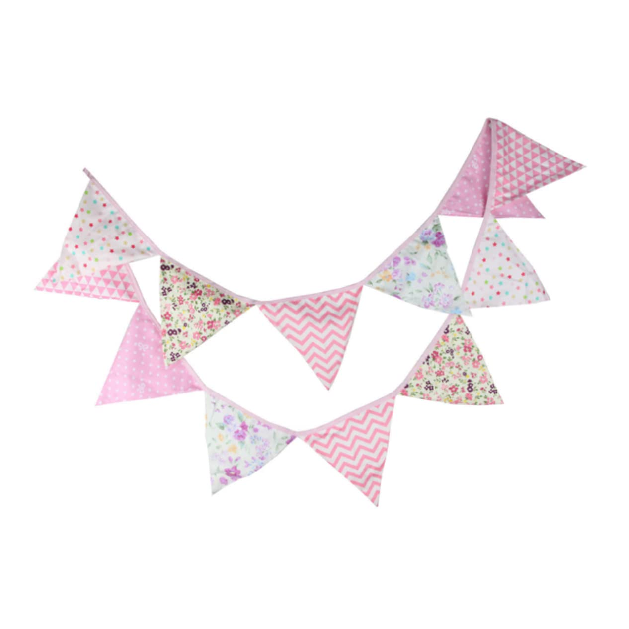 VICASKY 2piezas Banderines De Triángulo De Algodón Floral De Princesas Decoración Reutilizable De Bunting Rosa Para Cumpleaños De Para Bodas y Celebraciones