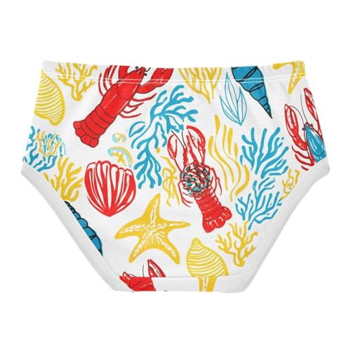 Colorful Lobsters Coral Starfish Toddler Girls Underwear 2t Cotton Little Girl Panties Bright Kids Briefs Undies2