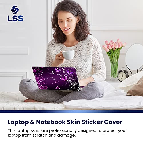 Image of LSS 17-17.3 inch Laptop Notebook Skin Sticker Cover Art Decal Fits 16.5 inch 17 inch 17.3 inch 18.4 inch 19 inch HP Dell Lenovo Apple Asus Acer Compaq (Free 2 Wrist Pad) Purple Heart Butterfly