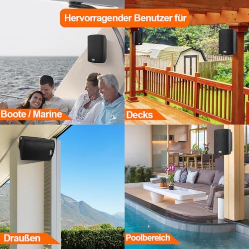 Pyle 6.5-Inch Wall Mount Waterproof Bluetooth Speaker System – Indoor/Outdoor Audio Pair with Built-in Digital Amplifier, Weather-Resistant Housing, High-Power Sound, Easy Installation (Black) by Pyle - Image 8