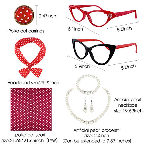 TUPARKA 12 Pieces 50s Costume Accessories Set Fancy Dress for Women
