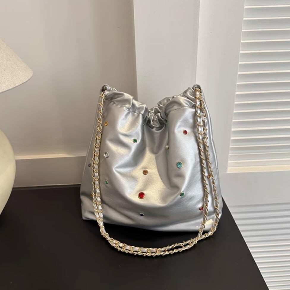 Amazon.co.jp: ショルダーバッグ ビジュー ストーン カラフル PUレザー